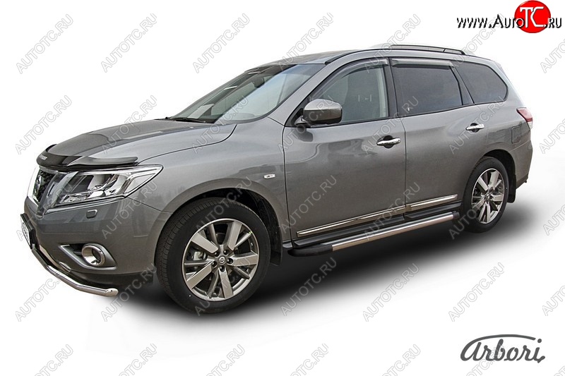 12 509 р. Порожки для ног Arbori Luxe Black Nissan Pathfinder R52 дорестайлинг (2012-2017)  с доставкой в г. Нижний Новгород