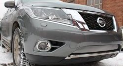 1 539 р. Нижняя сетка на бампер Russtal (хром) Nissan Pathfinder R52 дорестайлинг (2012-2017)  с доставкой в г. Нижний Новгород. Увеличить фотографию 2