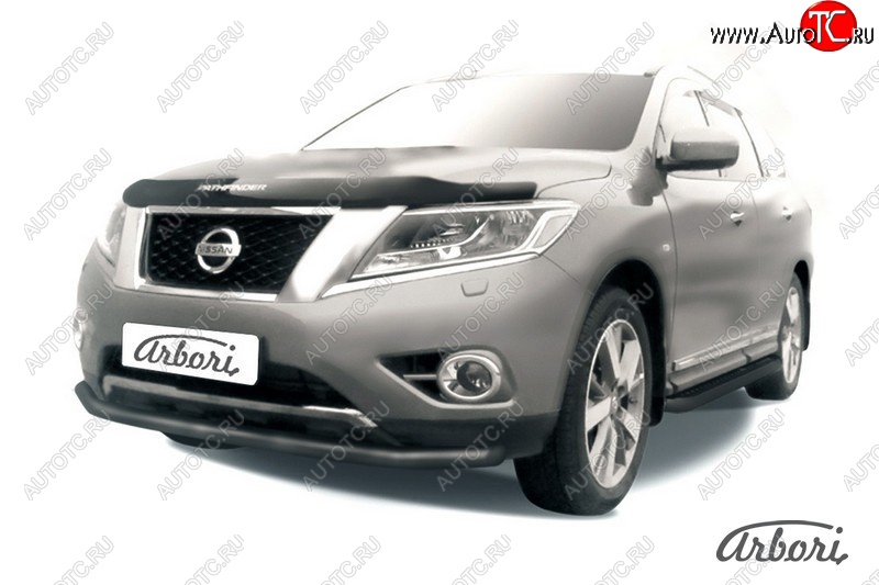 6 749 р. Защита переднего бампера Arbori (черная, 1 труба d57 mm). Nissan Pathfinder R52 дорестайлинг (2012-2017)  с доставкой в г. Нижний Новгород