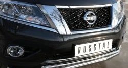 12 749 р. Защита переднего бампера (2 трубыØ63 и 42 мм, нержавейка) SLITKOFF Nissan Pathfinder R52 дорестайлинг (2012-2017)  с доставкой в г. Нижний Новгород. Увеличить фотографию 3