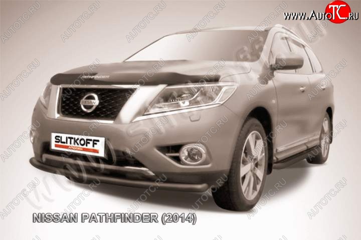 11 649 р. Защита переднего бампер Slitkoff Nissan Pathfinder R52 дорестайлинг (2012-2017) (Цвет: серебристый)  с доставкой в г. Нижний Новгород