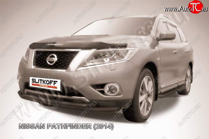 8 899 р. Защита переднего бампер Slitkoff Nissan Pathfinder R52 дорестайлинг (2012-2017) (Цвет: серебристый)  с доставкой в г. Нижний Новгород