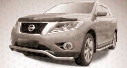 Фигурная защита переднего бампера диаметром 57 мм Slitkoff Nissan Pathfinder R52 дорестайлинг (2012-2017)