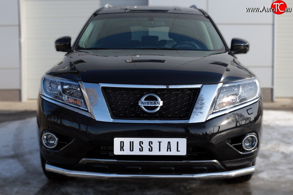 14 299 р. Одинарная защита переднего бампера диаметром 63 мм SLITKOFF Nissan Pathfinder R52 дорестайлинг (2012-2017)  с доставкой в г. Нижний Новгород