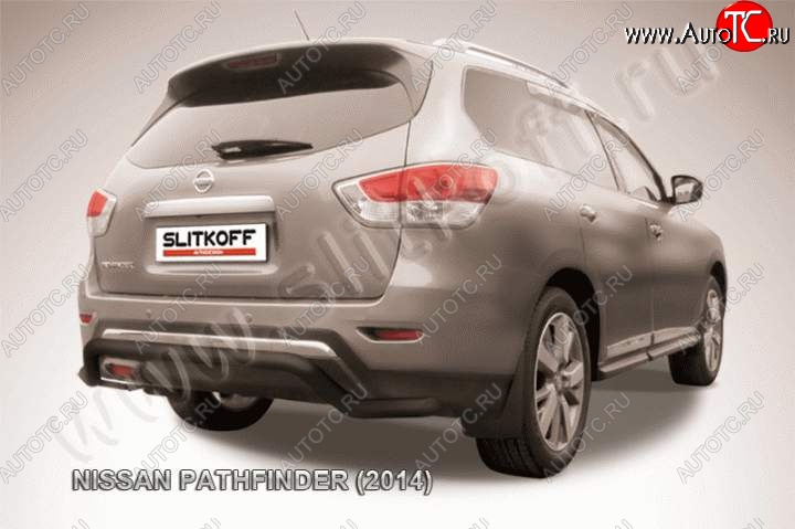 11 249 р. Защита задняя Slitkoff Nissan Pathfinder R52 дорестайлинг (2012-2017) (Цвет: серебристый)  с доставкой в г. Нижний Новгород