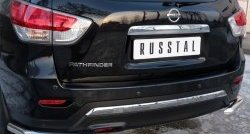 6 399 р. Защита заднего бампера (Ø63 мм уголки, нержавейка) Russtal Nissan Pathfinder R52 дорестайлинг (2012-2017)  с доставкой в г. Нижний Новгород. Увеличить фотографию 2