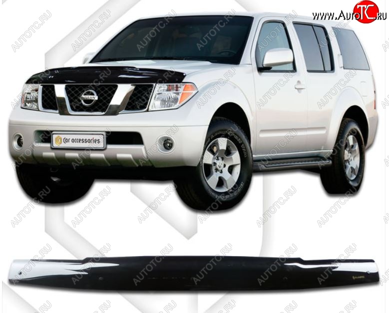 2 079 р. Дефлектор капота CA-Plastiс  Nissan Pathfinder  R51 (2009-2014) рестайлинг (Classic черный, Без надписи)  с доставкой в г. Нижний Новгород