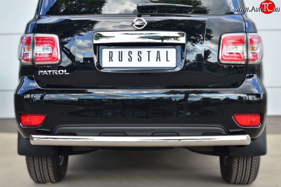 14 599 р. Защита заднего бампера (Ø76 мм, нержавейка) Russtal Nissan Patrol 6 Y62 рестайлинг (2014-2017)  с доставкой в г. Нижний Новгород