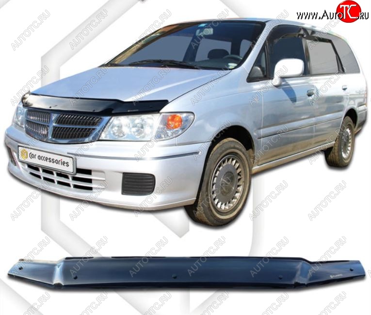 2 079 р. Дефлектор капота CA-Plastic  Nissan Presage  U30 (1998-2001) дорестайлинг (Classic черный, Без надписи)  с доставкой в г. Нижний Новгород