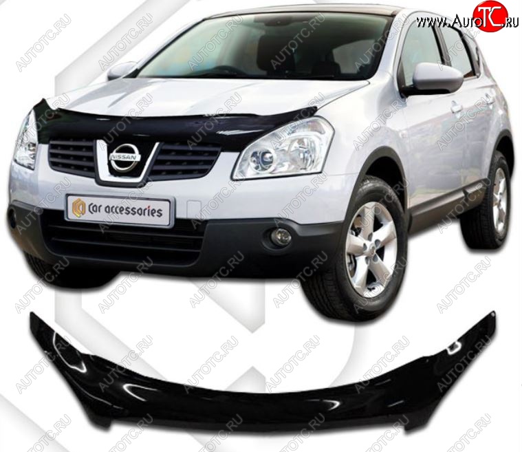 2 399 р. Дефлектор капота CA-Plastiс Nissan Qashqai 1 дорестайлинг (2007-2010) (Classic черный, Без надписи)  с доставкой в г. Нижний Новгород