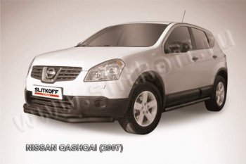 10 299 р. защита переднего бампера Slitkoff  Nissan Qashqai  1 (2007-2010) дорестайлинг (Цвет: серебристый)  с доставкой в г. Нижний Новгород. Увеличить фотографию 1