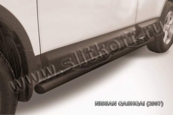 12 399 р. Защита порогов Slitkoff  Nissan Qashqai  1 (2007-2010) дорестайлинг (Цвет: серебристый)  с доставкой в г. Нижний Новгород. Увеличить фотографию 1