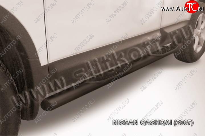 12 399 р. Защита порогов Slitkoff  Nissan Qashqai  1 (2007-2010) дорестайлинг (Цвет: серебристый)  с доставкой в г. Нижний Новгород