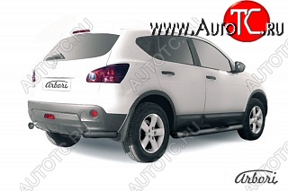 2 789 р. Защита заднего бампера Arbori (уголки, черная, 1 труба d57 mm). Nissan Qashqai 1 дорестайлинг (2007-2010)  с доставкой в г. Нижний Новгород