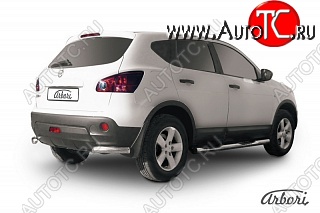 6 659 р. Защита заднего бампера Arbori (уголки, нержавейка, 1 труба d57 mm). Nissan Qashqai 1 дорестайлинг (2007-2010)  с доставкой в г. Нижний Новгород