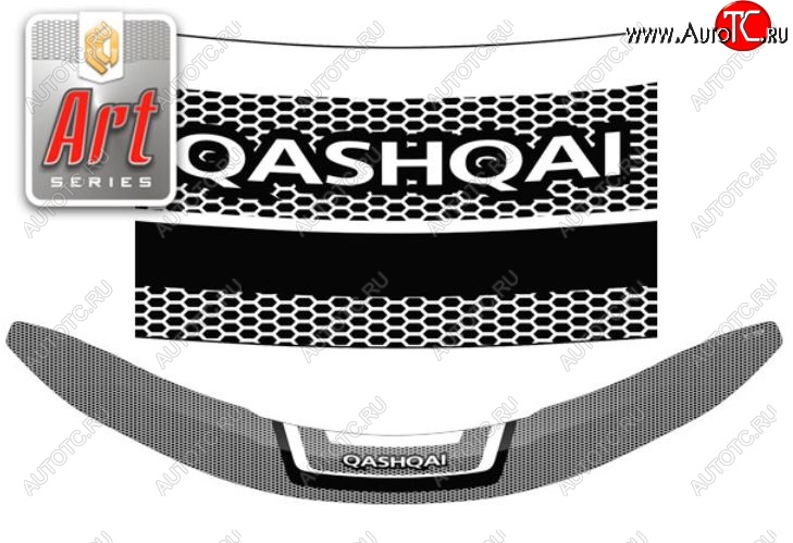 2 489 р. Дефлектор капота CA-Plastiс  Nissan Qashqai  2 (2013-2019) J11 дорестайлинг (Серия Art графит)  с доставкой в г. Нижний Новгород