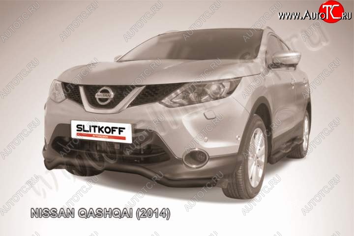 10 499 р. Защита переднего бампер Slitkoff Nissan Qashqai 2 J11 дорестайлинг (2013-2019) (Цвет: серебристый)  с доставкой в г. Нижний Новгород