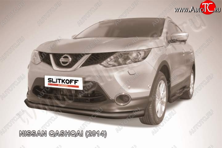 10 499 р. Защита переднего бампер Slitkoff Nissan Qashqai 2 J11 дорестайлинг (2013-2019) (Цвет: серебристый)  с доставкой в г. Нижний Новгород