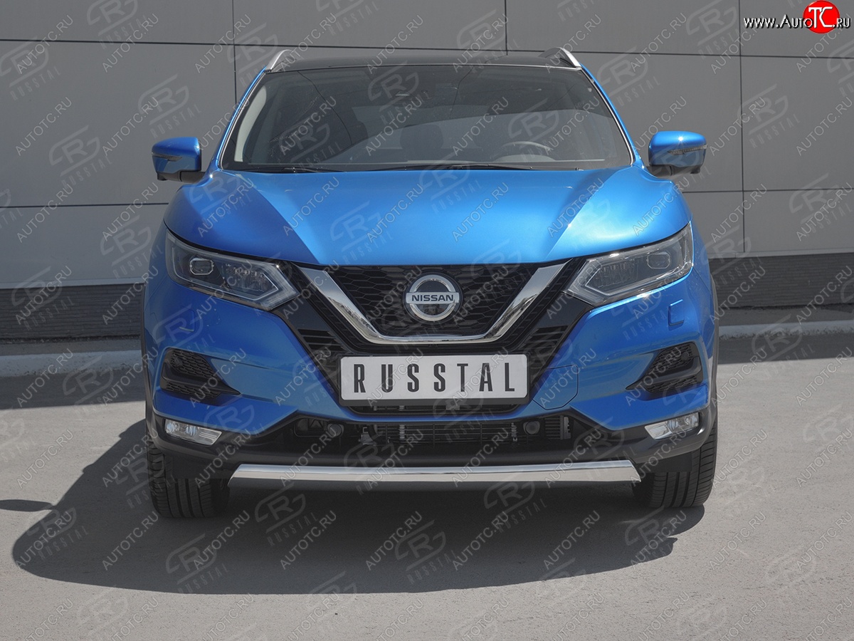 14 999 р. Защита переднего бампера (Ø75x42 мм, нержавейка) Russtal Nissan Qashqai 2 J11 рестайлинг (2017-2022)  с доставкой в г. Нижний Новгород