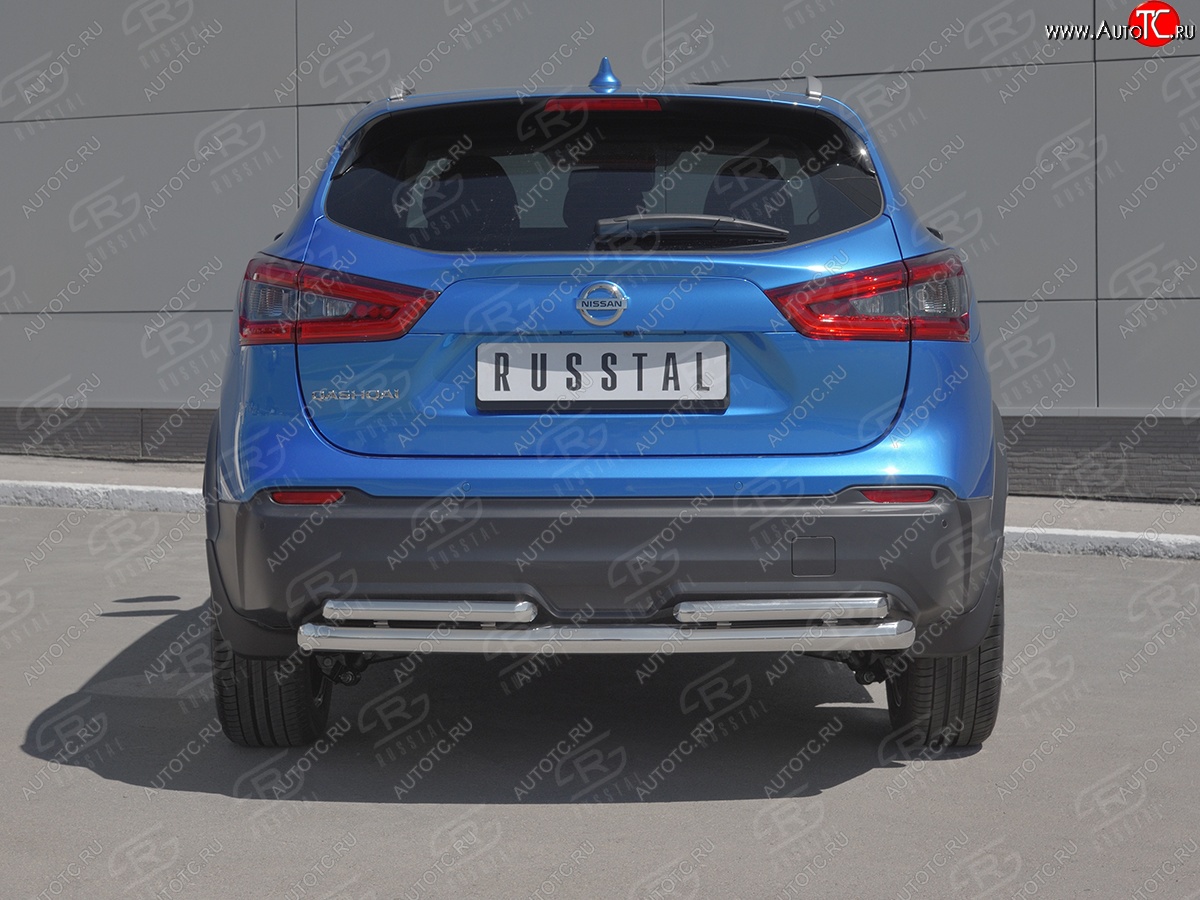 12 999 р. Защита заднего бампера (Ø63/42 мм, нержавейка) Russtal Nissan Qashqai 2 J11 рестайлинг (2017-2022)  с доставкой в г. Нижний Новгород