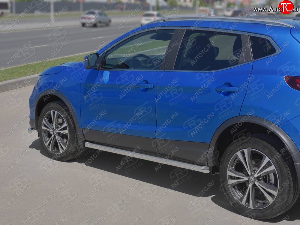 24 949 р. Защита порогов (Ø63 мм, нержавейка) SLITKOFF  Nissan Qashqai  2 (2017-2022) J11 рестайлинг (Металлические торцы под 45°)  с доставкой в г. Нижний Новгород