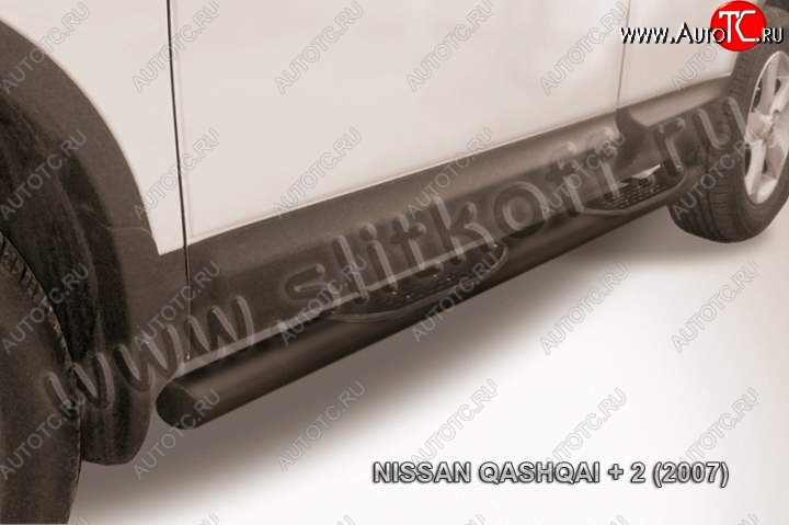 12 399 р. Защита порогов Slitkoff  Nissan Qashqai +2  1 (2008-2010) J10 дорестайлинг (Цвет: серебристый)  с доставкой в г. Нижний Новгород