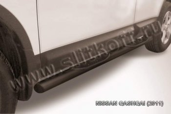 11 799 р. Защита порогов Slitkoff  Nissan Qashqai  1 (2010-2013) J10 рестайлинг (Цвет: серебристый)  с доставкой в г. Нижний Новгород. Увеличить фотографию 1