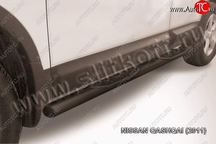 11 799 р. Защита порогов Slitkoff  Nissan Qashqai  1 (2010-2013) J10 рестайлинг (Цвет: серебристый)  с доставкой в г. Нижний Новгород