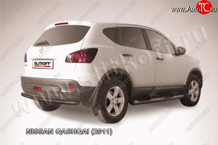 9 699 р. Защита задняя Slitkoff Nissan Qashqai 1 J10 рестайлинг (2010-2013) (Цвет: серебристый)  с доставкой в г. Нижний Новгород