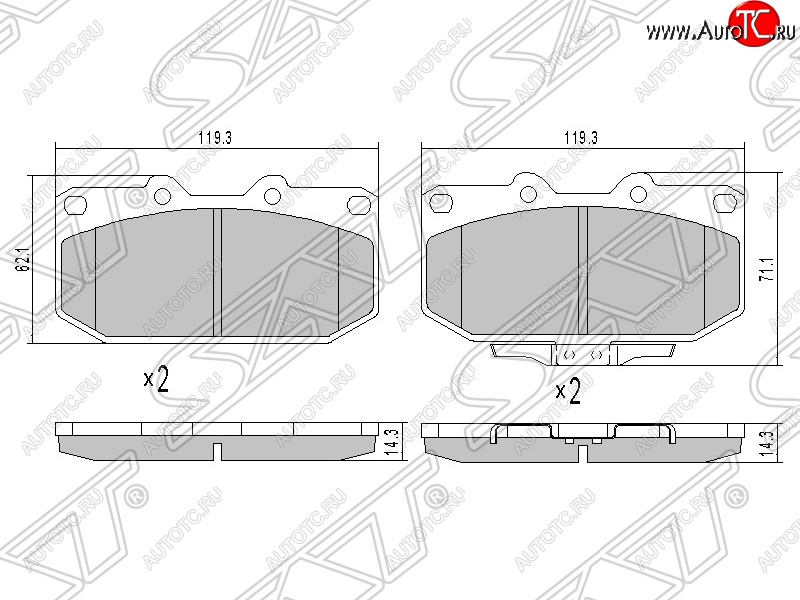 1 199 р. Колодки тормозные SAT (передние)  Subaru Impreza ( GD,  GG) (2000-2007) седан дорестайлинг, седан 1-ый рестайлинг, хэтчбэк 1-ый рестайлинг, седан 2-ой рестайлинг, хэтчбэк 2-ой рестайлинг  с доставкой в г. Нижний Новгород