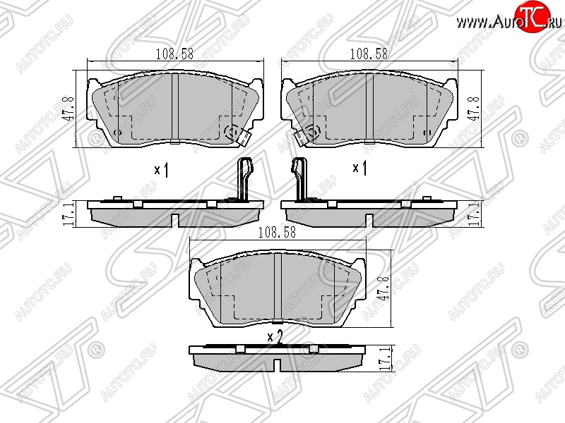 1 029 р. Колодки тормозные SAT (передние)  Nissan Sunny  N14 (1990-1998)  с доставкой в г. Нижний Новгород