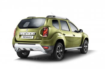 15 899 р. Порожки для ног из трубы Ø51 с алюминиевой площадкой Petroil Tuning Эстонец Renault Duster HS рестайлинг (2015-2021) (Черный (Шагрень))  с доставкой в г. Нижний Новгород. Увеличить фотографию 2