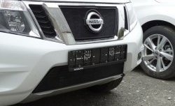 Нижняя сетка на бампер Russtal (черная) Nissan Terrano D10 дорестайлинг (2013-2016)