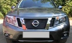 1 469 р. Нижняя сетка на бампер Russtal (черная) Nissan Terrano D10 дорестайлинг (2013-2016)  с доставкой в г. Нижний Новгород. Увеличить фотографию 4