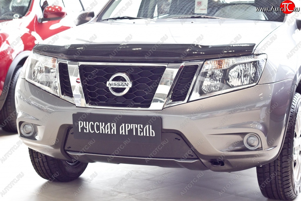 1 199 р. Зимняя заглушка решетки переднего бампера РА Nissan Terrano D10 дорестайлинг (2013-2016)  с доставкой в г. Нижний Новгород