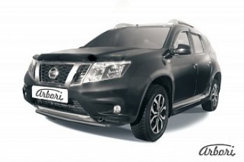 Защита переднего бампера Arbori (черная, 1 труба d42 mm). Nissan Terrano D10 дорестайлинг (2013-2016)