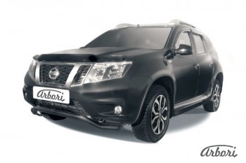 Защита переднего бампера Arbori (волна, черная, 1 труба d57 mm). Nissan Terrano D10 дорестайлинг (2013-2016)