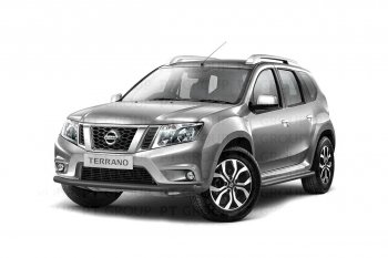 4 349 р. Защита переднего бампера (одинарная, Ø63 мм) Petroil Tuning Nissan Terrano D10 дорестайлинг (2013-2016) (Серебристый (Искра))  с доставкой в г. Нижний Новгород. Увеличить фотографию 2