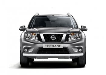 4 349 р. Защита переднего бампера (одинарная, Ø63 мм) Petroil Tuning Nissan Terrano D10 дорестайлинг (2013-2016) (Серебристый (Искра))  с доставкой в г. Нижний Новгород. Увеличить фотографию 3