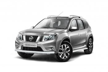 4 349 р. Защита переднего бампера (одинарная, Ø63 мм) Petroil Tuning Nissan Terrano D10 дорестайлинг (2013-2016) (Серебристый (Искра))  с доставкой в г. Нижний Новгород. Увеличить фотографию 4