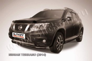 6 799 р. Защита переднего бампер Slitkoff  Nissan Terrano  D10 (2013-2022) дорестайлинг, рестайлинг (Цвет: серебристый)  с доставкой в г. Нижний Новгород. Увеличить фотографию 1