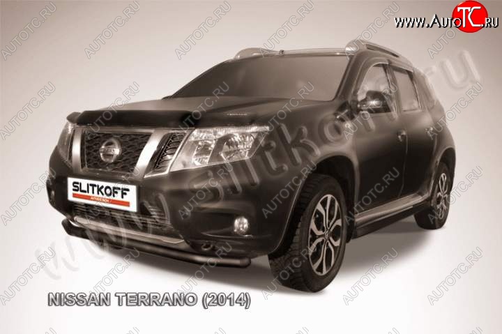 6 799 р. Защита переднего бампер Slitkoff  Nissan Terrano  D10 (2013-2022) дорестайлинг, рестайлинг (Цвет: серебристый)  с доставкой в г. Нижний Новгород