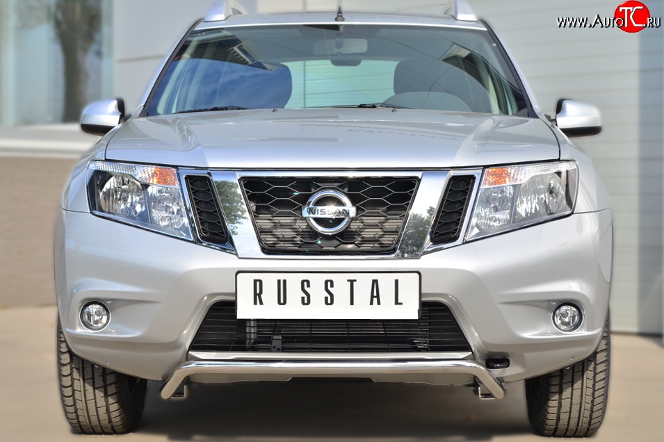 15 949 р. Защита переднего бампера (Ø42 мм волна, нержавейка) SLITKOFF Nissan Terrano D10 дорестайлинг (2013-2016)  с доставкой в г. Нижний Новгород