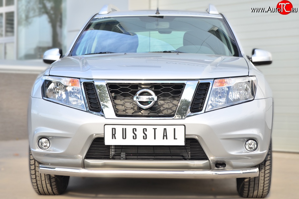 11 649 р. Одинарная защита переднего бампера диаметром 63 мм SLITKOFF Nissan Terrano D10 дорестайлинг (2013-2016)  с доставкой в г. Нижний Новгород