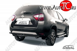 7 019 р. Защита заднего бампера Arbori (черная, 1 труба d42 mm). Nissan Terrano D10 дорестайлинг (2013-2016)  с доставкой в г. Нижний Новгород