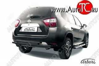 7 019 р. Защита заднего бампера Arbori (черная, 2 трубы d42 mm). Nissan Terrano D10 дорестайлинг (2013-2016)  с доставкой в г. Нижний Новгород