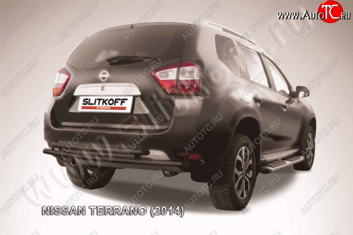 5 079 р. Защита задняя Slitkoff Nissan Terrano D10 дорестайлинг (2013-2016) (Цвет: серебристый)  с доставкой в г. Нижний Новгород