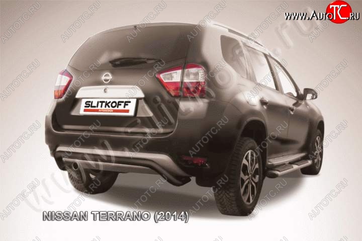 6 449 р. Защита задняя Slitkoff Nissan Terrano D10 дорестайлинг (2013-2016) (Цвет: серебристый)  с доставкой в г. Нижний Новгород