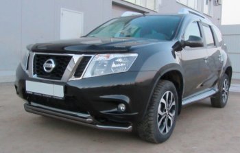 Защита переднего бампера Slitkoff (Ø 57+Ø 42, двойная). Nissan Terrano D10 дорестайлинг (2013-2016)