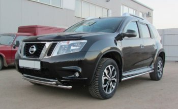 Защита переднего бампера Slitkoff (Ø 42+Ø 42, двойная). Nissan (Нисан) Terrano (Террано)  D10 (2013-2022) D10 дорестайлинг, рестайлинг